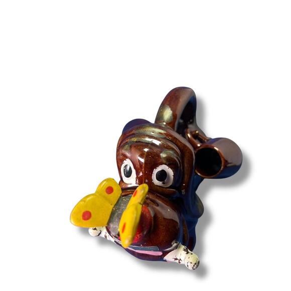 Vintage Ceramic Dog Teapot Planter Figurine Butterfly Nose Whimsical Japan - Picture 5 of 11